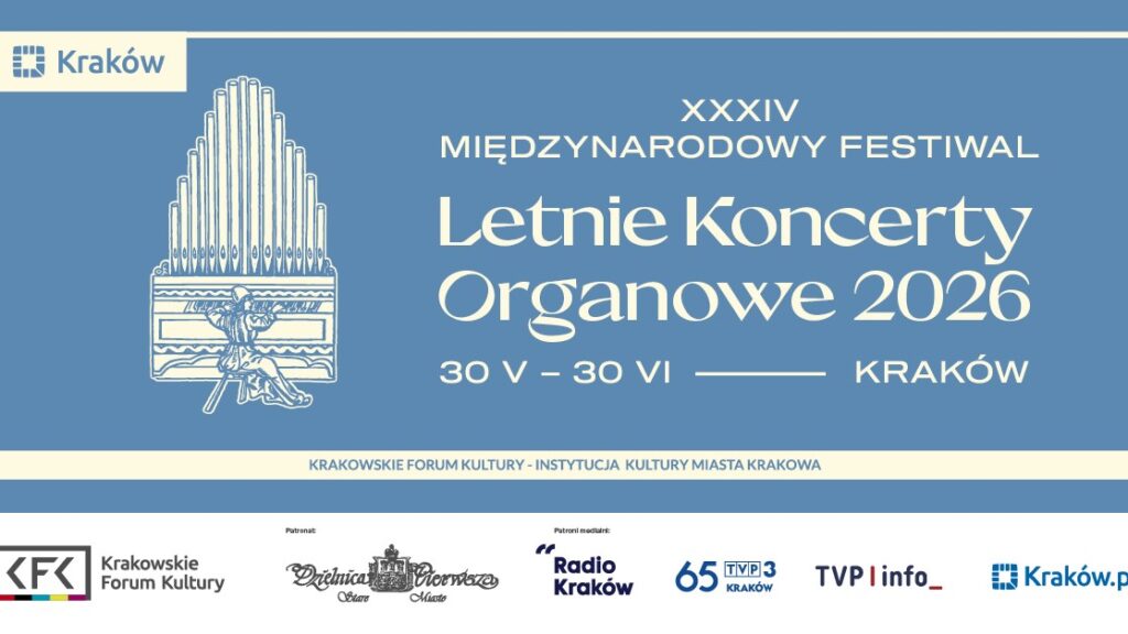 XXXIV Międzynarodowy Festiwal Letnie Koncerty Organowe 2026 w Krakowie - grafika